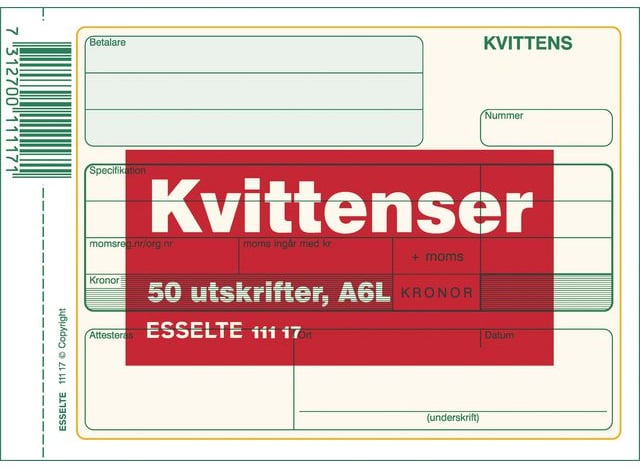 KVITTENSBLOCK A6