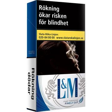 L M BLÅA LÅNGA CIGARETTER